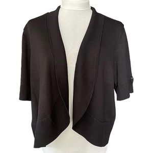 89th + MADISON Sweater Shrug Shawl Collar Short Sleeve Knit Black Size 1X